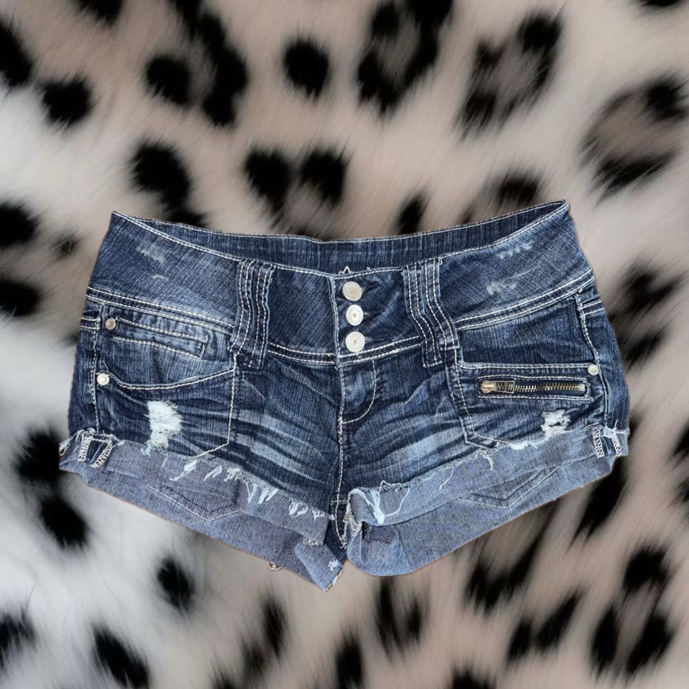 Almost Famous Blue Jean Shorts Distressed Cut-Off